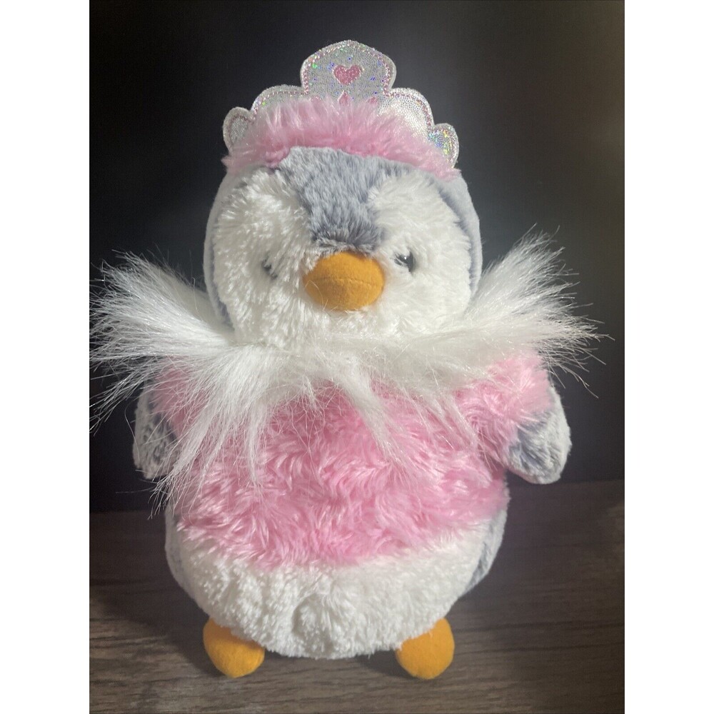 Aurora Penguin Plush Stuffed Animal Toy Pink Sweater White Grey Crown Queen